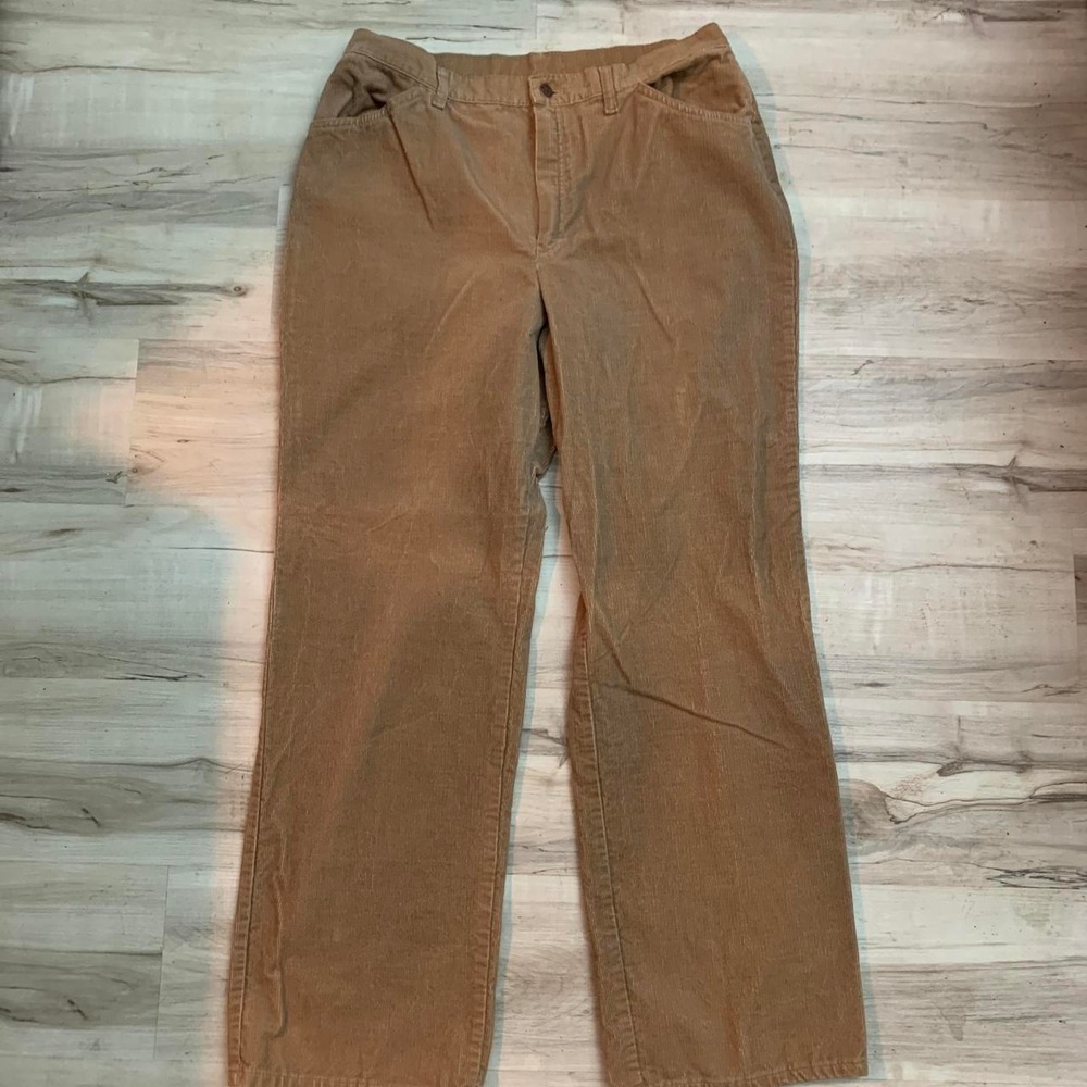 Vintage JTF Brown Corduroy Pants Womens Size 16 90s Straight Leg Tan